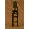 Image 4 : 10"x6" Signed Juan Clara Playful Boy Bouncing On A Chair Bronze Sculpture Statue Decor   4 LBS.