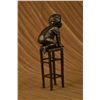 Image 5 : 10"x6" Signed Juan Clara Playful Boy Bouncing On A Chair Bronze Sculpture Statue Decor   4 LBS.