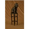 Image 7 : 10"x6" Signed Juan Clara Playful Boy Bouncing On A Chair Bronze Sculpture Statue Decor   4 LBS.