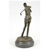 Image 1 : 10"x4" Signed Milo Female Golfer Tournament Pga Golf Golfing Trophy Bronze Sculpture Nr   5 LBS.