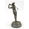 Image 3 : 10"x4" Signed Milo Female Golfer Tournament Pga Golf Golfing Trophy Bronze Sculpture Nr   5 LBS.