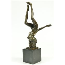 14"x8" Vintage Original Nick Nude Female Celebrating Life Bronze Sculpture Marble Decor   8 LBS.