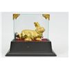 Image 1 : 3"x5" 24K Gold Gilt Bronze Glass Display The Easter Rabbit Bunny Sculpture Statue Gift   3 LBS.