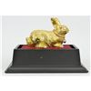 Image 2 : 3"x5" 24K Gold Gilt Bronze Glass Display The Easter Rabbit Bunny Sculpture Statue Gift   3 LBS.