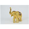 Image 1 : 4"x5" Bronze Elephant Figure With 24K Plated Gold Gilt Hand Worked Details-India Asia   1 LBS.