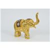 Image 2 : 4"x5" Bronze Elephant Figure With 24K Plated Gold Gilt Hand Worked Details-India Asia   1 LBS.