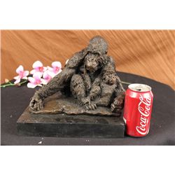 10"x10" Signed Walton Mother Love Monkey Baby Bronze Sculpture Statue Figurine   17 LBS.