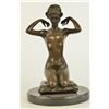 Image 1 : 11"x7" Signed Posnard "Femme Agenouille" Bronze Statue   10 LBS.