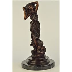 16x7.5" STATUE OF GEMINI LADY HOROSCOPE ASTROLOGY BRONZE FIGURE   13 LBS.