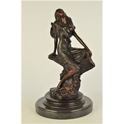 14"x7.5" SIGNED LCART ZODIAC SIGN CANCER SEXY GIRL BRONZE ART DECO HOT CAST FIGURINE SALE   12 LBS.