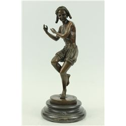 14"x5.5" Signed~Gaso~Court Jester Bronze Marble Statue Figure   12 LBS.