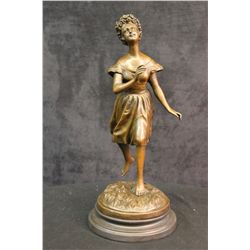 14"x7" Superb Vintage French Bronze Artist Maiden Art   10 LBS.