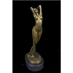 14.5"x8" Signed Philippe Nude Erotic Lady Bronze Marble Figurine   9 LBS.