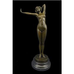 14"x6" Signed Nude Lady Sleep Walking Bronze Statue Figure Art   7 LBS.