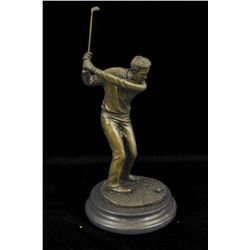 13"x6" Original Milo Golf player Bronze Sculpture Statue Art   7 LBS.