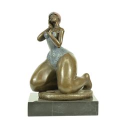 9.5"x6.5" Signed Original Roelna Diver Swim Sport Swimmer Mid Century Rare Sculpture Sale   11 LBS.