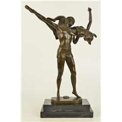 15"x9" Signed Art Deco~Bruno Zach~Two Russian Dancer Detailed Hand Made Bronze Statue   10 LBS.