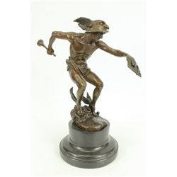 11"x12" Signed Giambologna Flying Mercury Greek God Messenger Bronze Sculpture Statue Nr   10 LBS.