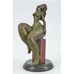 13x6" Hot Cast Original Roelna Tribute To Botero Style Classical Chubby Female Bronze   10 LBS.