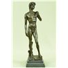 Image 1 : 18"x5" Sign Michelangelo David Bronze Sculpture Nude Male Deco   10 LBS.