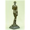 Image 4 : 18"x5" Sign Michelangelo David Bronze Sculpture Nude Male Deco   10 LBS.