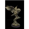 Image 1 : 12"x10" Owl On A Branch Wings Spread Bronze Statue   8 LBS.