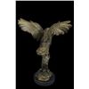 Image 3 : 12"x10" Owl On A Branch Wings Spread Bronze Statue   8 LBS.