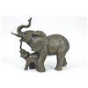 Image 3 : 8x9.5" Signed Bugatti Elephant With Baby Wildlife Bronze Sculpture Marble Statue Figure   7 LBS.