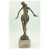 Image 1 : 18"x9.5" SEXY SEDUCTIVE NUDE GIRL BRONZE SCULPTURE SIGNED EROTIC ART DECO MARBLE FIGURE   12 LBS.