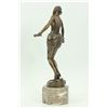 Image 2 : 18"x9.5" SEXY SEDUCTIVE NUDE GIRL BRONZE SCULPTURE SIGNED EROTIC ART DECO MARBLE FIGURE   12 LBS.
