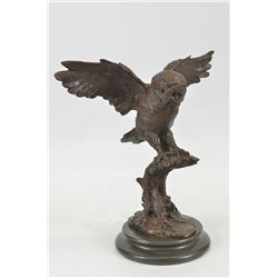 11"x11" Beautiful Large Abstract Pure Hotcast Bronze Owl Statue Barn Owl Night Patrol Nr   8 LBS.