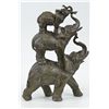 Image 1 : 11"x7" Sign Bologna Abstract 3 Elephants Family Bronze Statue Sculpture Wild Animal   8 LBS.