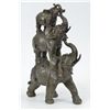 Image 2 : 11"x7" Sign Bologna Abstract 3 Elephants Family Bronze Statue Sculpture Wild Animal   8 LBS.