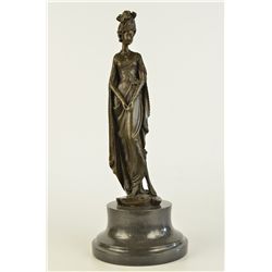 16"x6" Original Signed Royal Princess In Garden Bronze Statue Sculpture Figurine Decor   10 LBS.