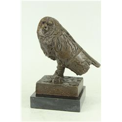 9"x8" Abstract Modern Art Owl Bronze Sculpture Marble Statue Figurine Home Decor   8 LBS.