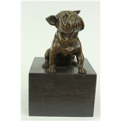 9"x6" 15 Lbs English Bulldog Dog Animal Bronze Sculpture Marble Base Statue Figurine   15 LBS.