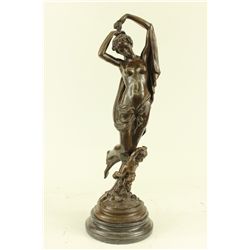 15"x5" Bronze Statue Nude Woman With Grapes   9 LBS.