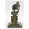 Image 1 : 10"x8" Signed Milo Skeleton Thinkker Tribute To Rodin Bronze Sculpture Statue Marble   10 LBS.