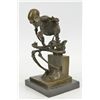 Image 2 : 10"x8" Signed Milo Skeleton Thinkker Tribute To Rodin Bronze Sculpture Statue Marble   10 LBS.
