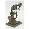 Image 4 : 10"x8" Signed Milo Skeleton Thinkker Tribute To Rodin Bronze Sculpture Statue Marble   10 LBS.