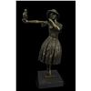 Image 1 : 15"x8" Young Woman Dressed Feminine Sundress Holding Parrot Bronze Sculpture Chiparus   10 LBS.