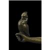 Image 7 : 15"x8" Young Woman Dressed Feminine Sundress Holding Parrot Bronze Sculpture Chiparus   10 LBS.