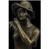 Image 8 : 15"x8" Young Woman Dressed Feminine Sundress Holding Parrot Bronze Sculpture Chiparus   10 LBS.