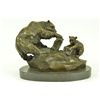 Image 1 : 10"x12" Signed Barye Mother Bear & Cub Bronze Sculpture Figure   13 LBS.