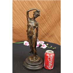 16"x6" Signed Moreau Country Girl With Natural Beauty Bronze Art Deco Sculpture Statue   10 LBS.