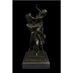 15"x6" Historical Classical Bronze Sculpture Of Hades, Persephone & Cerebus   15 LBS.