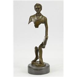 15"x5" Hand Crafted Modern Art Tribute To Johann Strauss Musician Bronze Sculpture Gift   8 LBS.