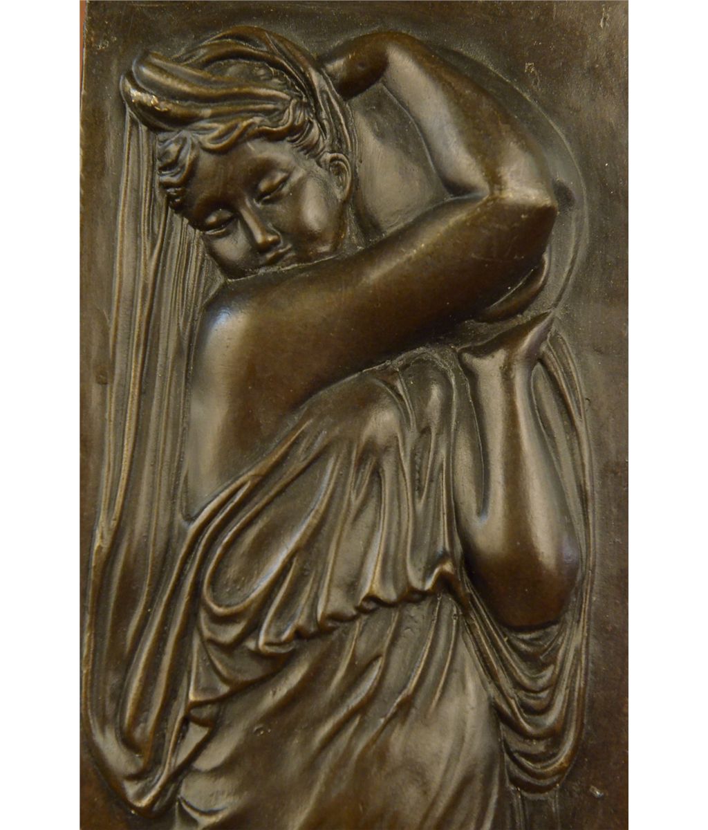 18&quot;x5.5&quot; Vintage Bas Relief Roman Girl Bronze Sculpture
