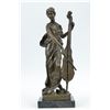 Image 1 : 17"x7" Signed Victorian Lady Playing Cello Bronze Marble Sculpture Statue Art Deco   13 LBS.