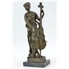 Image 2 : 17"x7" Signed Victorian Lady Playing Cello Bronze Marble Sculpture Statue Art Deco   13 LBS.